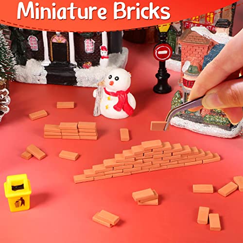  350 Pieces Mini Bricks Tiny Bricks for Landscaping Red  Miniature Bricks Model Brick Wall Small Bricks for Crafts Realistic Fake  Bricks Mini Blocks for Dollhouse Mini Garden Accessories,1/35 Scale : Toys